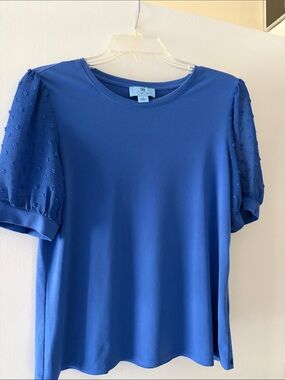 CeCe Cobalt Blue Puff-Sleeve Knit Top